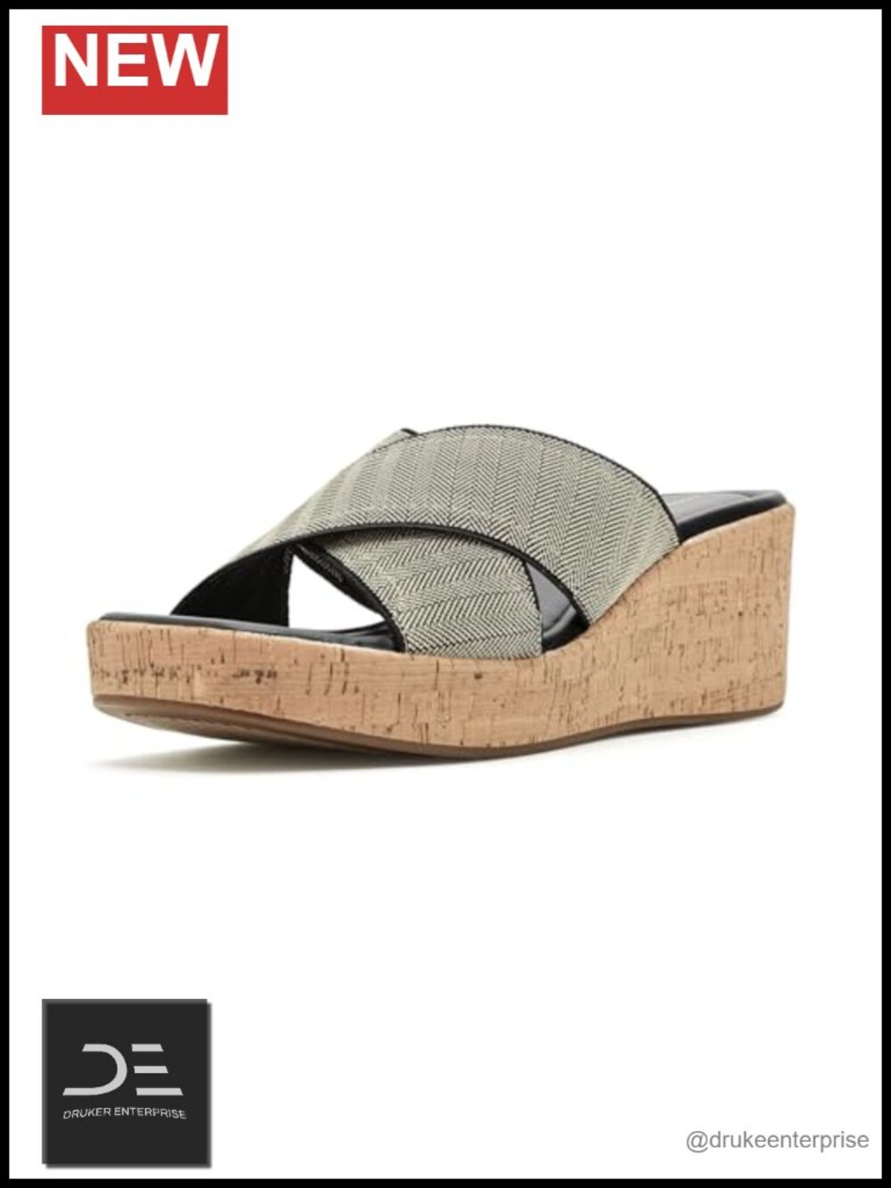Women's Slip-On Square Toe Canvas Wedge Sandals with Cushioned Insole